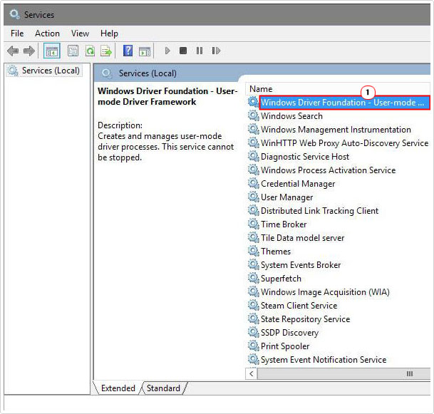 open Windows Driver Foundation in services.msc