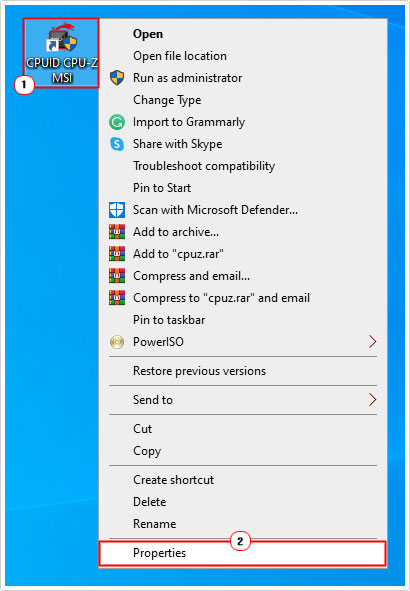 access Properties of shortcut