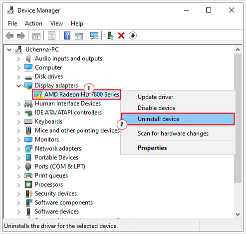 uninstall device in device manager