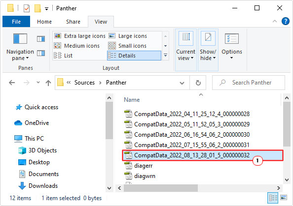 open CompatData file in panther folder