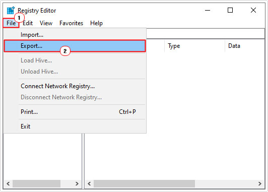 export registry file in registry editor