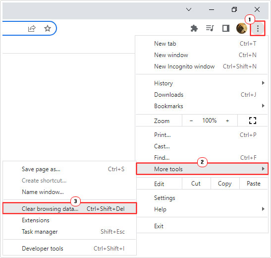 Clear browsing data in google chrome browser