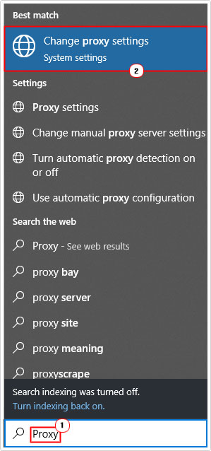 click on Change proxy settings from search bar