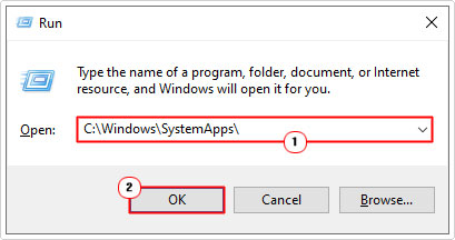 open SystemApps folder using run box