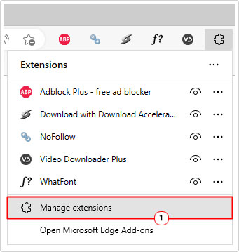 click on Manage extensions from extensions applet