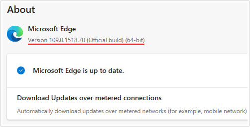 Microsoft Edge version check and download