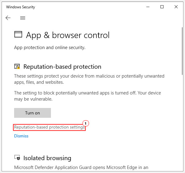 click on Reputation-based protection setting under Reputation-based protection 