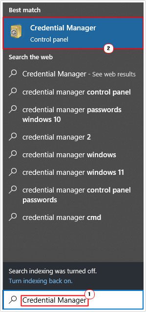 click on Credential Manager in search