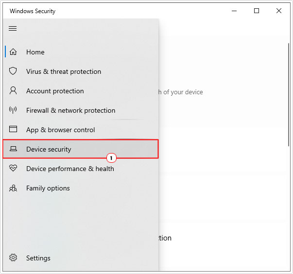 click on Device Security in Windows security