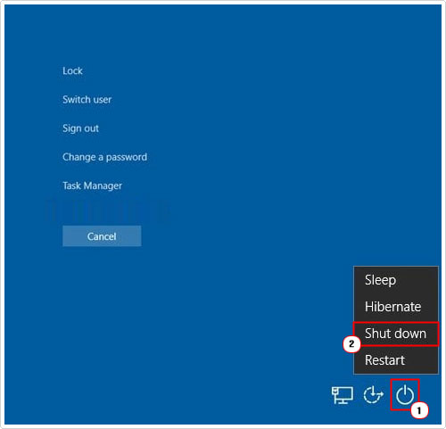 shutdown windows from ctrl + alt + del screen