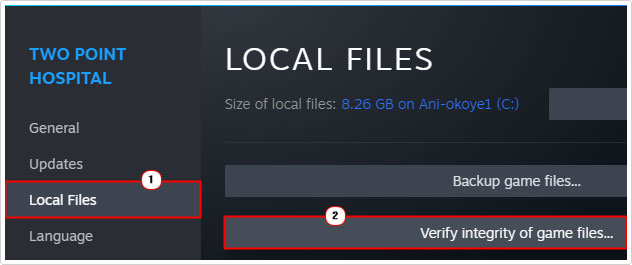 click on Verify integrity of game files within local files