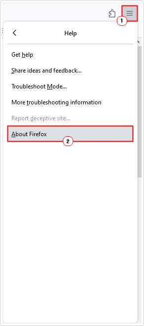 click on about firefox from help submenu