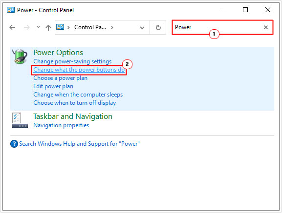click on Choose what the power buttons do in power options