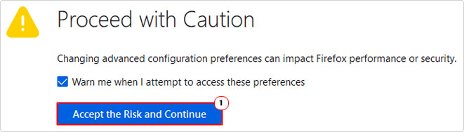 accept proceed with caution notification box