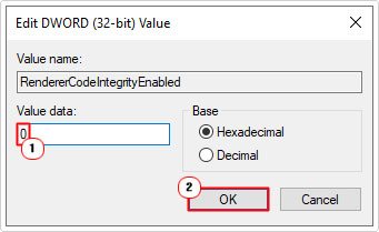 change DWORD value data to 0