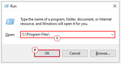 access C:\Program Files\ through run box