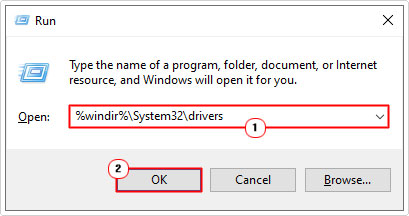open %windir%\System32\drivers using run box