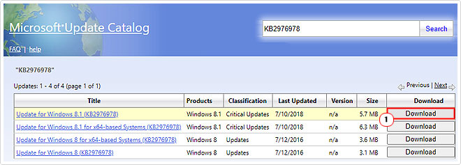 download listed update in Microsoft Update Catalog