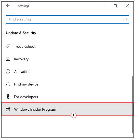 click on Windows Insider Program in update and security