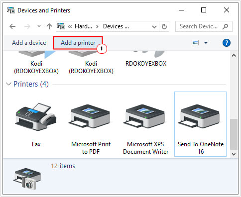 click on Add a printer in devices and printers