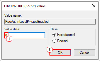 set Value data to 0 for dword
