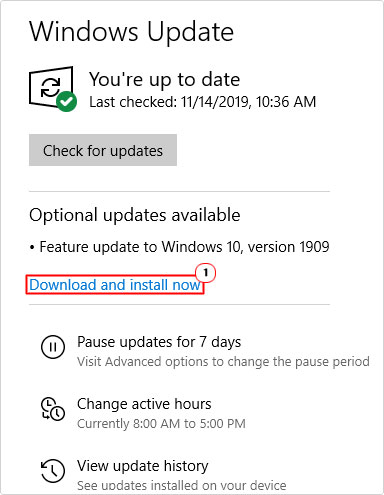 click on Download and Install in Windows Update