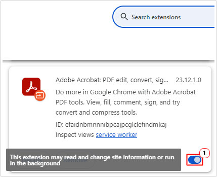 disable extension by clicking on slider