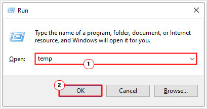 open temp folder using run box