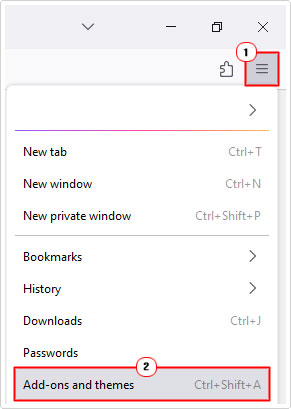 click on Add-ons and themes from firefox menu