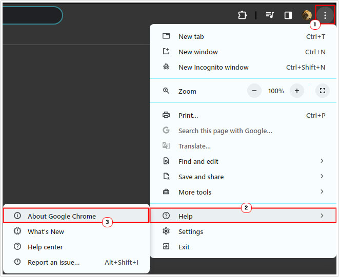 click on about google chrome in help 