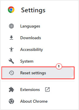 click on reset settings in settings menu