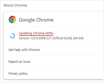 google chrome is updating