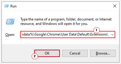 open Extensions folder using run box