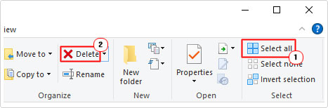 delete files using folder icons