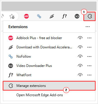 click on Manage Extensions from the extensions icon