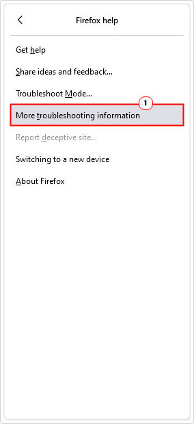 click on more troubleshooting information from Firefox help 
