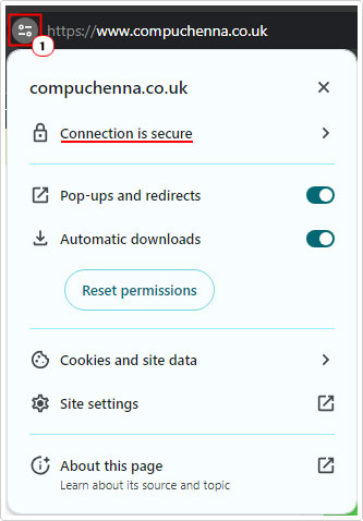 check is Connection is secure in view site information