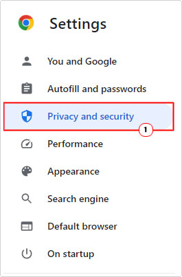 click on Privacy and Security in settings