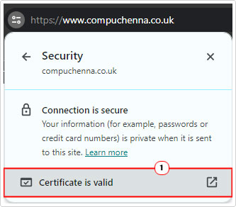click on certificate is valid in connection is secure