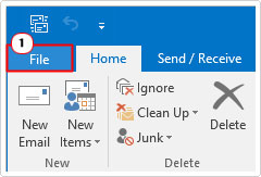 click on file in File in Microsoft Outlook