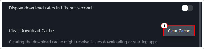 click on Clear Cache on Clear Download Cache 