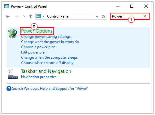click on Power Options in control panel