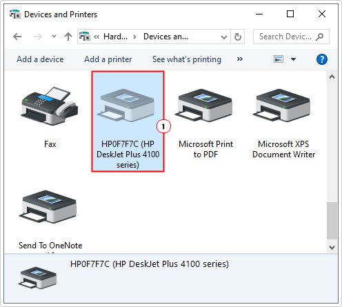 click on printer in view devices and printers