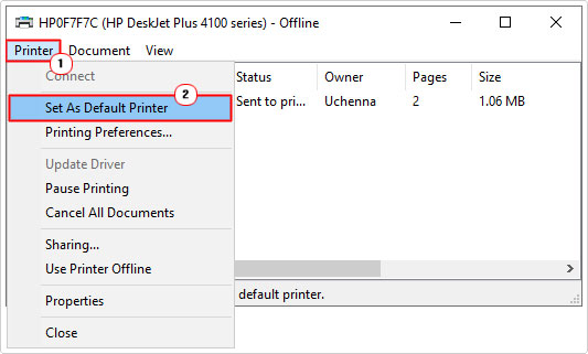 set printer to default