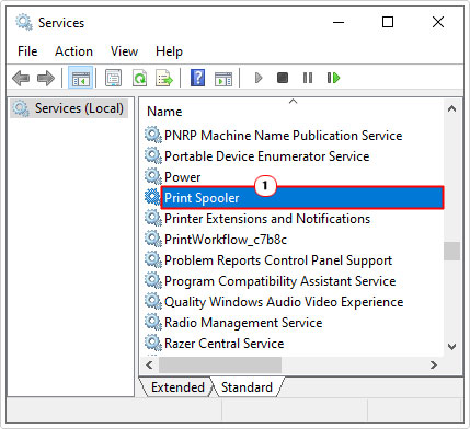 double-click on Printer Spooler in services