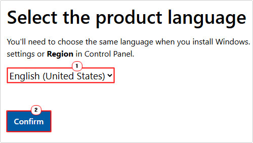 select language then click confirm