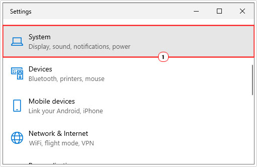 click on system in settings