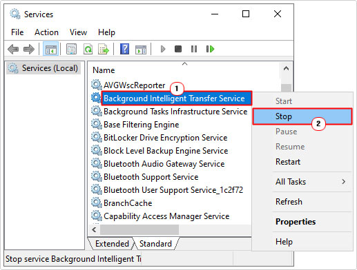 disable Background Intelligent Transfer Service in services