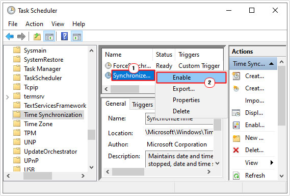 enable SynchonizeTime in task scheduler