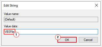 put VBSFile in value data box for default
